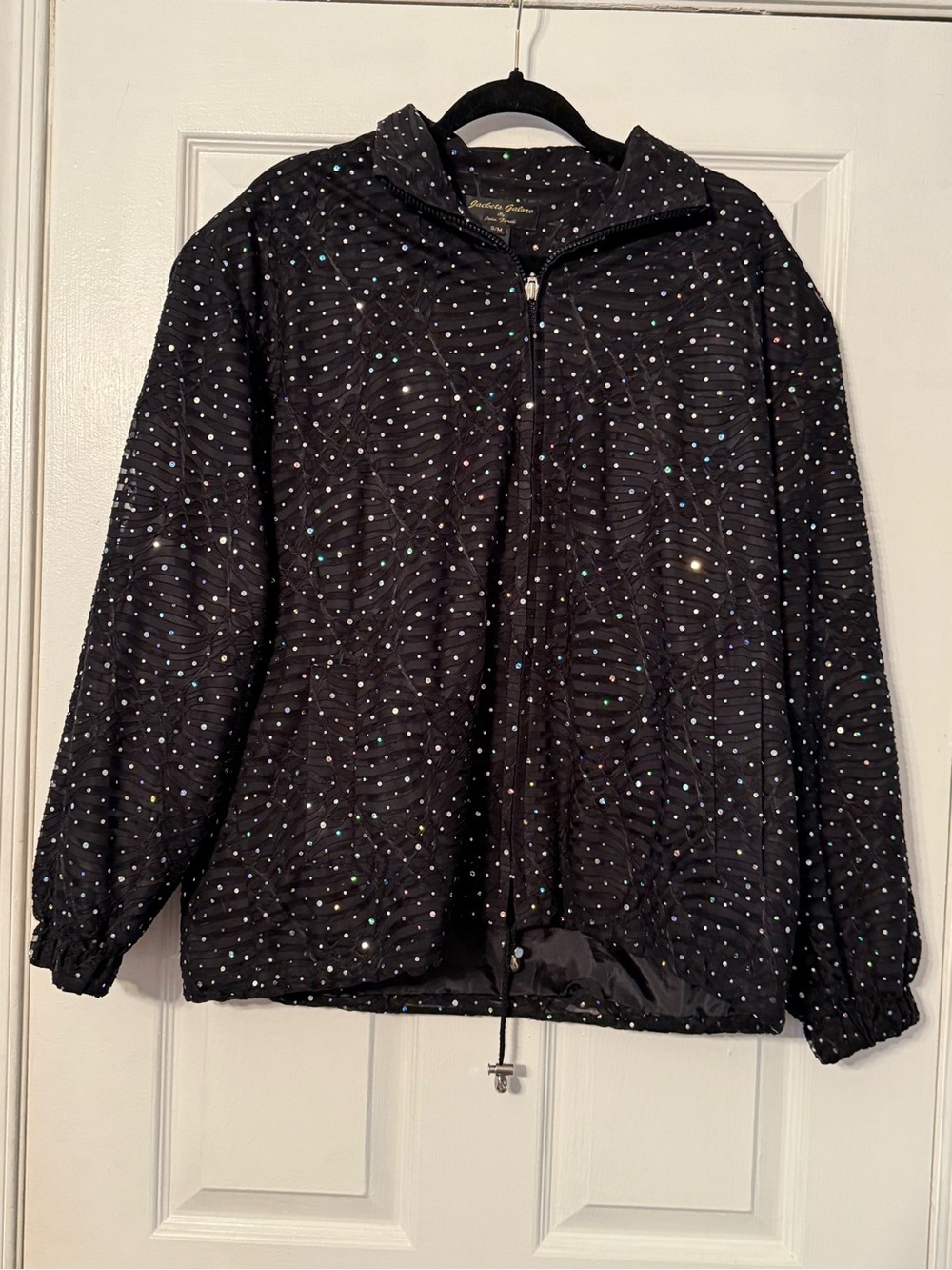 Black Sparkle Zip-Up Jacket Vintage